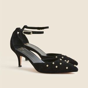 J Crew Made-in-Italy Colette suede slingback heels with beads CM928